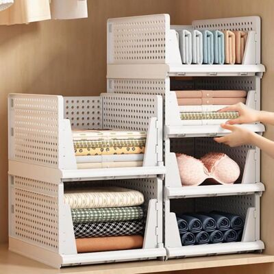 SUPFINE Lot de 4 Organisateur Armoire Vetement Placard Rangement Boite Rangement Armoire Vetement Pliable Empilable 33.5*43*72cm Blanc - Publicité SUPFINE Lot de 4 Organisateur Armoire Vetement Placard Rangement Boite Rangement Armoire Vetement Pliable Empilable 33.5*43*72cm Blanc - Publicité