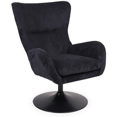MENZZO Fauteuil pivotant style bergère Arthuro Velours côtelé Noir Noir - Publicité MENZZO Fauteuil pivotant style bergère Arthuro Velours côtelé Noir Noir - Publicité
