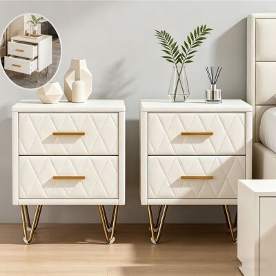 Lot de 2 tables de chevetUTTQEW 2 tiroirs Moderne Table de Nuit Chambre PU Commode ChambreArmoire de ChevetBeige Beige - Publicité Lot de 2 tables de chevetUTTQEW 2 tiroirs Moderne Table de Nuit Chambre PU Commode ChambreArmoire de ChevetBeige Beige - Publicité