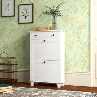 Generic Meuble chaussure entrée étroit avec tiroirs à portes abattants et étagère réglable 60 x 235 x 985 cm blanc Blanc - Publicité Generic Meuble chaussure entrée étroit avec tiroirs à portes abattants et étagère réglable 60 x 235 x 985 cm blanc Blanc - Publicité