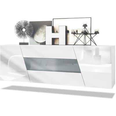 Buffet Houston - VLADON - 2 portes 3 tiroirs - Blanc mat - Blanc brillant - Gris haute brillance Gris - Publicité Buffet Houston - VLADON - 2 portes 3 tiroirs - Blanc mat - Blanc brillant - Gris haute brillance Gris - Publicité