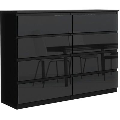 Commode 8 tiroirs - Meblocker - 140 cm - Meuble de Rangement Spacieux - Salon Bureau chambre à couche & enfant - Noir Brillant Noir - Publicité Commode 8 tiroirs - Meblocker - 140 cm - Meuble de Rangement Spacieux - Salon Bureau chambre à couche & enfant - Noir Brillant Noir - Publicité