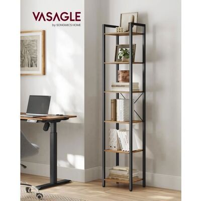 Étagère 6 Niveaux - VASAGLE - Noisette Foncé et Noir - 30 x 40 x 1875 cm - Style Industriel Noir - Publicité Étagère 6 Niveaux - VASAGLE - Noisette Foncé et Noir - 30 x 40 x 1875 cm - Style Industriel Noir - Publicité