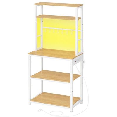 VASAGLE Desserte de cuisine avec Prises Étagère Micro-ondes LED Intégrée 8 Crochets Étagères Réglables Jaune et Blanc Jaune - Publicité VASAGLE Desserte de cuisine avec Prises Étagère Micro-ondes LED Intégrée 8 Crochets Étagères Réglables Jaune et Blanc Jaune - Publicité