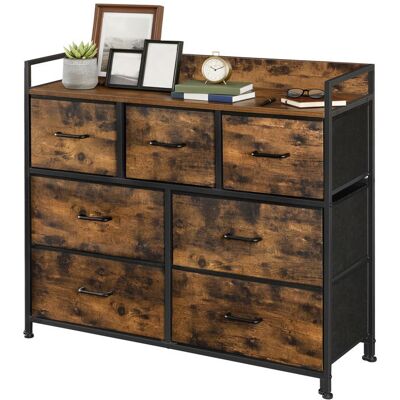 SONGMICS Armoire Meuble de Rangement en Tissu Commode 7 Tiroirs avec Poignées Cadre en Métal Marron Rustique et Noir dEncre Noir - Publicité SONGMICS Armoire Meuble de Rangement en Tissu Commode 7 Tiroirs avec Poignées Cadre en Métal Marron Rustique et Noir dEncre Noir - Publicité