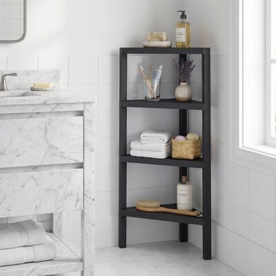 Meuble Étagère dAngle à 4 Niveaux COSTWAY Étagères Ouvertes à Lattes Support pour Plantes pour Salon Cuisine Salle de Bain Noir Noir - Publicité Meuble Étagère dAngle à 4 Niveaux COSTWAY Étagères Ouvertes à Lattes Support pour Plantes pour Salon Cuisine Salle de Bain Noir Noir - Publicité