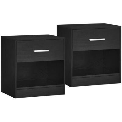 VASAGLE Lot de 2 Tables de chevet avec Tiroir et Compartiment ouvert noir Noir - Publicité VASAGLE Lot de 2 Tables de chevet avec Tiroir et Compartiment ouvert noir Noir - Publicité