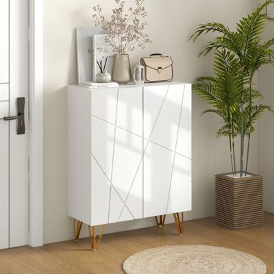 Generic Meuble à chaussures meuble de rangement à chaussures 2 portes étagères réglables 72 x 315 x 95 cm blanc laqué Blanc - Publicité Generic Meuble à chaussures meuble de rangement à chaussures 2 portes étagères réglables 72 x 315 x 95 cm blanc laqué Blanc - Publicité