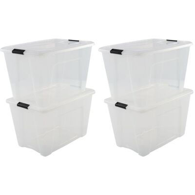 Iris Ohyama Lot de 4 boîtes de rangement plastique 60L Transparent Strong Box-60 - Publicité Iris Ohyama Lot de 4 boîtes de rangement plastique 60L Transparent Strong Box-60 - Publicité