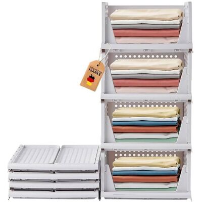 RMAN® 4 pcs Organisateur Armoire Vetement Plastique Boite Rangement Vetement Pliable et Empilable Organisateur Blanc - Publicité RMAN® 4 pcs Organisateur Armoire Vetement Plastique Boite Rangement Vetement Pliable et Empilable Organisateur Blanc - Publicité