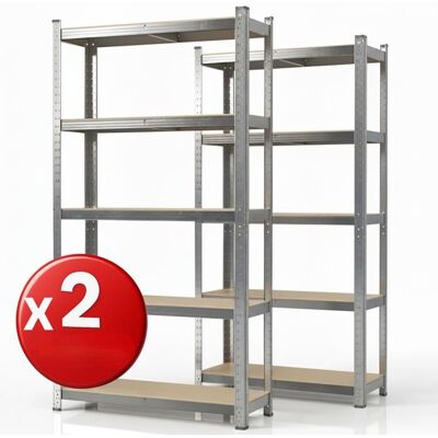 KARAT 2 Set Étagères charges lourdes Utilisable individuellement Galvanisé 150 x 75 x 30 cm Gris - Publicité KARAT 2 Set Étagères charges lourdes Utilisable individuellement Galvanisé 150 x 75 x 30 cm Gris - Publicité