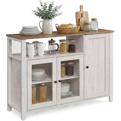 VASAGLE Buffet de Cuisine avec 3 Portes pour Salle à Manger Salon Style rustique 110 x 33 x 75 cm Marron et Blanc Noir - Publicité VASAGLE Buffet de Cuisine avec 3 Portes pour Salle à Manger Salon Style rustique 110 x 33 x 75 cm Marron et Blanc Noir - Publicité