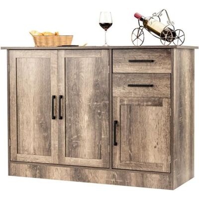 COSTWAY Buffet de Cuisine - 3 Portes et 2 Tiroirs - 110x40x78 CM - Buffet Bas - Étagère Réglable - Salon Bureau et Salle à Manger Gris - Publicité COSTWAY Buffet de Cuisine - 3 Portes et 2 Tiroirs - 110x40x78 CM - Buffet Bas - Étagère Réglable - Salon Bureau et Salle à Manger Gris - Publicité