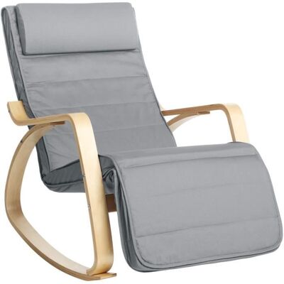 Fauteuil à Bascule en Bois de Bouleau - SONGMICS - Gris Clair - Relaxation - Chambre Gris - Publicité Fauteuil à Bascule en Bois de Bouleau - SONGMICS - Gris Clair - Relaxation - Chambre Gris - Publicité