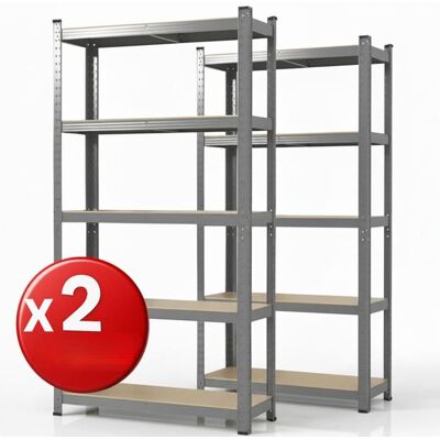 KARAT 2 Set Étagères charges lourdes Utilisable individuellement Gris 150 x 75 x 30 cm Gris - Publicité KARAT 2 Set Étagères charges lourdes Utilisable individuellement Gris 150 x 75 x 30 cm Gris - Publicité