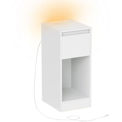 VASAGLE Table de Chevet Étroite avec Éclairage LED 1 Port USB-A 1 Port USB-C Tiroir et Compartiment Ouvert Blanc Nuage Blanc - Publicité VASAGLE Table de Chevet Étroite avec Éclairage LED 1 Port USB-A 1 Port USB-C Tiroir et Compartiment Ouvert Blanc Nuage Blanc - Publicité