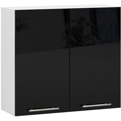 Armoire Murale AKORD W80 - 2 Portes, 80x30x72 cm - Noir Brillant - Publicité Armoire Murale AKORD W80 - 2 Portes, 80x30x72 cm - Noir Brillant - Publicité