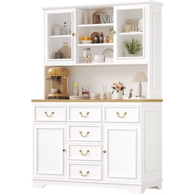 MERAX Buffet de Cuisine Haut avec LED Prises et USB - Vaisselier Blanc avec Tiroirs Portes Vitrées et Rangements 118×39.5×180cm Blanc - Publicité MERAX Buffet de Cuisine Haut avec LED Prises et USB - Vaisselier Blanc avec Tiroirs Portes Vitrées et Rangements 118×39.5×180cm Blanc - Publicité