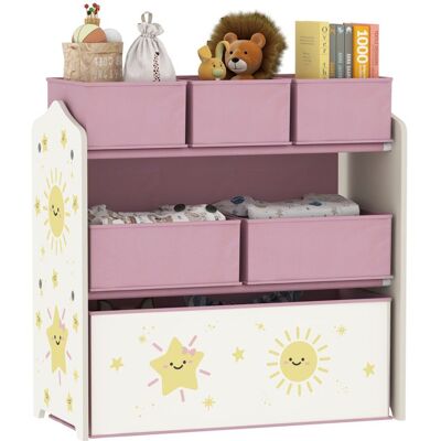 Meuble rangement enfant - AIYAPLAY - 3 niveaux - 6 boîtes en tissu amovibles - MDF - 63 x 30 x 66 cm - rose Rose - Publicité Meuble rangement enfant - AIYAPLAY - 3 niveaux - 6 boîtes en tissu amovibles - MDF - 63 x 30 x 66 cm - rose Rose - Publicité