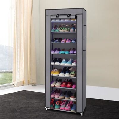 ALIGHTUP Meuble à chaussures-10 étages 9 compartiments-58*29*160cm-Non tissé-Gris Blanc - Publicité ALIGHTUP Meuble à chaussures-10 étages 9 compartiments-58*29*160cm-Non tissé-Gris Blanc - Publicité
