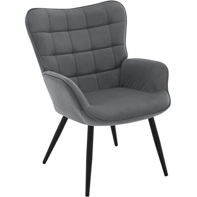 WOLTU Fauteuil à Oreilles Fauteuil Relax Fauteuil de Salon Rembourré en Velours Côtelé Pieds Métalliques Gris Foncé W0ATT0275 Gris - Publicité WOLTU Fauteuil à Oreilles Fauteuil Relax Fauteuil de Salon Rembourré en Velours Côtelé Pieds Métalliques Gris Foncé W0ATT0275 Gris - Publicité