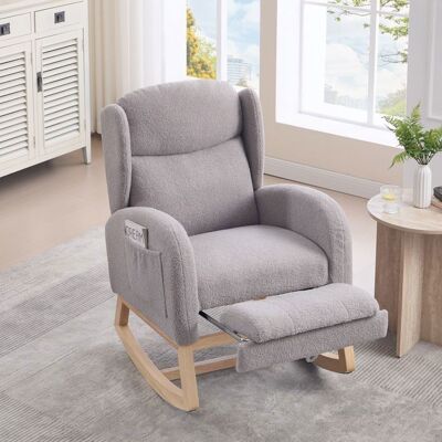 Lemonbest Fauteuil à bascule Confortable avec repose-jambes rétractable et Poches latérales dossier haut Tissu Teddy - Gris Gris - Publicité Lemonbest Fauteuil à bascule Confortable avec repose-jambes rétractable et Poches latérales dossier haut Tissu Teddy - Gris Gris - Publicité