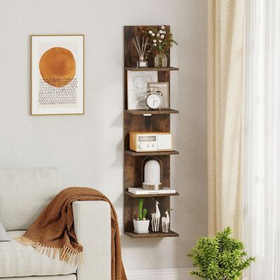 Étagère Murale à 5 Niveaux COSTWAY Étagère Verticale Flottante en Bois à Accrocher au Mur pour Salon Chambre Salle de Bain Marron Marron - Publicité Étagère Murale à 5 Niveaux COSTWAY Étagère Verticale Flottante en Bois à Accrocher au Mur pour Salon Chambre Salle de Bain Marron Marron - Publicité
