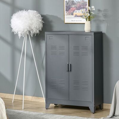 MOTHINESSTO840-Armoire de bureau à 3 niveaux meuble de rangement bureau métallique avec 2 portes et étagères réglables armoire à d Gris - Publicité MOTHINESSTO840-Armoire de bureau à 3 niveaux meuble de rangement bureau métallique avec 2 portes et étagères réglables armoire à d Gris - Publicité