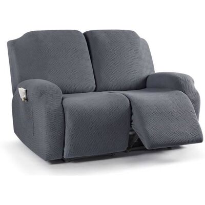 PAN Housse de Fauteuil Relax Extensible 2 Place Couverture de Chaise Canapé Relax avec PocheGris Foncé Gris - Publicité PAN Housse de Fauteuil Relax Extensible 2 Place Couverture de Chaise Canapé Relax avec PocheGris Foncé Gris - Publicité