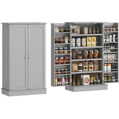 Armoire meuble de cuisine - HOMCOM - 2 portes avec 5 étagères et 12 porte-épices - 60 x 30 x 104 cm - gris Gris - Publicité Armoire meuble de cuisine - HOMCOM - 2 portes avec 5 étagères et 12 porte-épices - 60 x 30 x 104 cm - gris Gris - Publicité