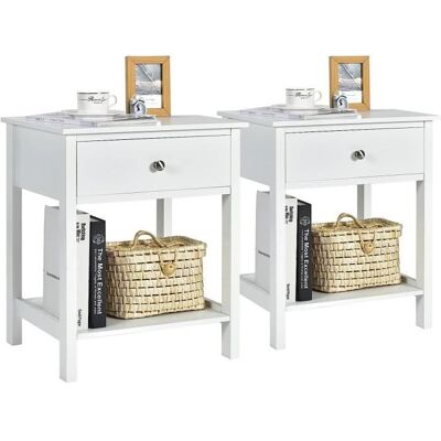 GIANTEX Lot de 2 Tables de Chevet avec Tiroir et 2 ÉtagesTable de Nuit/Table d’Appoint Scandinave pour Chambre/Salon/BureauBlanc Blanc - Publicité GIANTEX Lot de 2 Tables de Chevet avec Tiroir et 2 ÉtagesTable de Nuit/Table d’Appoint Scandinave pour Chambre/Salon/BureauBlanc Blanc - Publicité