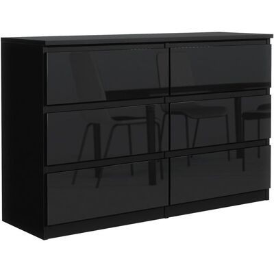 Commode 6 tiroirs - Meblocker - Noir & Brillant 140 cm - Meuble de Rangement Spacieux - Salon Bureau chambre à couche & enfant Noir - Publicité Commode 6 tiroirs - Meblocker - Noir & Brillant 140 cm - Meuble de Rangement Spacieux - Salon Bureau chambre à couche & enfant Noir - Publicité