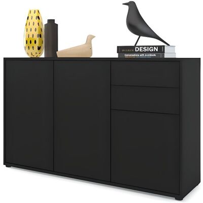 Commode Buffet Ben V3 - VLADON - Noir mat - Bois - Meuble de séjour Noir - Publicité Commode Buffet Ben V3 - VLADON - Noir mat - Bois - Meuble de séjour Noir - Publicité