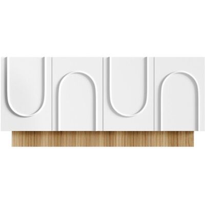 OEM Buffet Moderne à 4 Portes Mate Relief en Forme U en Blanc Multiples Compartiments Base en Grain de Bois 160×75×38 cm Blanc - Publicité OEM Buffet Moderne à 4 Portes Mate Relief en Forme U en Blanc Multiples Compartiments Base en Grain de Bois 160×75×38 cm Blanc - Publicité