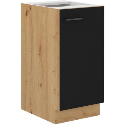 MODENA - Meuble bas - 1 porte battante - 40 x 52 x 82 cm - Chêne artisan / Noir mat - Plan de travail non inclus Noir - Publicité MODENA - Meuble bas - 1 porte battante - 40 x 52 x 82 cm - Chêne artisan / Noir mat - Plan de travail non inclus Noir - Publicité