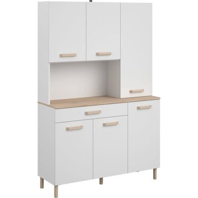 Buffet de cuisine - ESSENTIEL 2 - 1201 x 403 x 1826 cm - Blanc / Chêne - PARISOT Blanc - Publicité Buffet de cuisine - ESSENTIEL 2 - 1201 x 403 x 1826 cm - Blanc / Chêne - PARISOT Blanc - Publicité