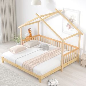 MERAX Lit Cabane Extensible en Bois Massif Naturel 90x200–180x200 cm – Lit Enfant Évolutif Maison Montessori avec Barrières de Sécurité Marron - Publicité MERAX Lit Cabane Extensible en Bois Massif Naturel 90x200–180x200 cm – Lit Enfant Évolutif Maison Montessori avec Barrières de Sécurité Marron - Publicité