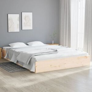 VIDAXL CHIC Lit Double 2 Personnes Cadre de lit bois mass Cadre de lit sans matelas bois massif 160x200cm ABHT 9771853 Beige - Publicité VIDAXL CHIC Lit Double 2 Personnes Cadre de lit bois mass Cadre de lit sans matelas bois massif 160x200cm ABHT 9771853 Beige - Publicité