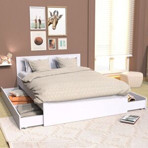 WEBER INDUSTRIES Lit OSLO 140x190 + 2 tiroirs / Blanc Blanc - Publicité WEBER INDUSTRIES Lit OSLO 140x190 + 2 tiroirs / Blanc Blanc - Publicité