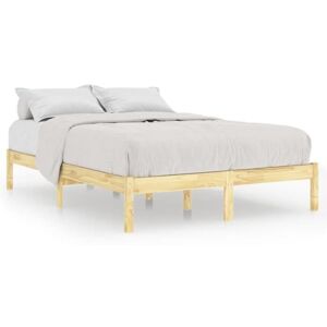 Lit double en bois massif 140x190 cm - VIDAXL - Style vintage - Sommier à lattes Beige - Publicité Lit double en bois massif 140x190 cm - VIDAXL - Style vintage - Sommier à lattes Beige - Publicité