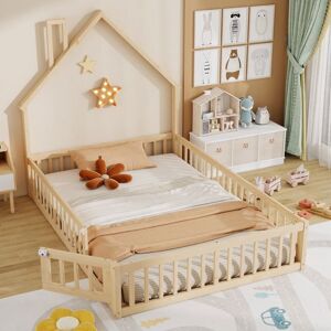 Lit cabane enfant - MERAX - 140x190 cm - Bois pin massif & MDF - Sommier à lattes inclus - Barrières de sécurité - Publicité Lit cabane enfant - MERAX - 140x190 cm - Bois pin massif & MDF - Sommier à lattes inclus - Barrières de sécurité - Publicité