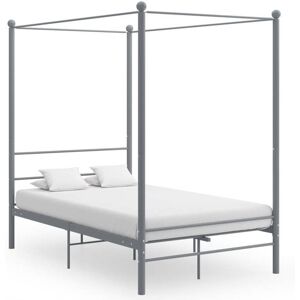 VIDAXL UNIQUE Lit Double de chambre LMT - Cadre de lit à baldaquin - sans matelas - gris métal 120x200 cm cozy172478 Gris - Publicité VIDAXL UNIQUE Lit Double de chambre LMT - Cadre de lit à baldaquin - sans matelas - gris métal 120x200 cm cozy172478 Gris - Publicité