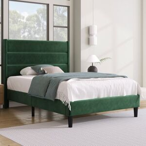 Merax Lit simple enfant adulte 90x200cm avec sommier Tête de lit rembourré 1 place Style scandinave Velour vert Vert - Publicité Merax Lit simple enfant adulte 90x200cm avec sommier Tête de lit rembourré 1 place Style scandinave Velour vert Vert - Publicité