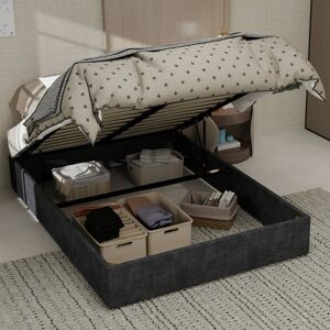 HAUSS SOPOLE Lit double adulte 140 x 200 cm-Lit coffre gris en Tissu + Métal-avec sommier à lattes-HAUSS SPOLE Gris - Publicité HAUSS SOPOLE Lit double adulte 140 x 200 cm-Lit coffre gris en Tissu + Métal-avec sommier à lattes-HAUSS SPOLE Gris - Publicité