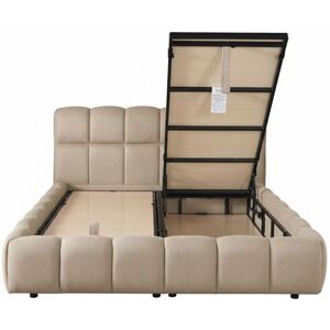 ARIONA - Lit double en tissu taupe avec coffre 180x200 cm Marron - Publicité ARIONA - Lit double en tissu taupe avec coffre 180x200 cm Marron - Publicité