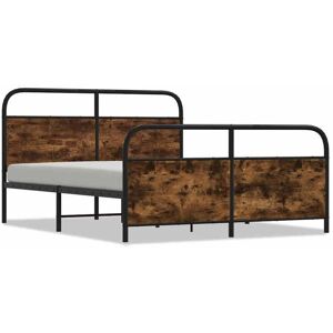VIDAXL Lit Double Contemporain Cadre de lit en métal sans matelas chêne fumé 150x200 cm - 2 places SP10064BED74951965 Marron - Publicité VIDAXL Lit Double Contemporain Cadre de lit en métal sans matelas chêne fumé 150x200 cm - 2 places SP10064BED74951965 Marron - Publicité