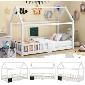 MERAX Lit Cabane Enfant 90x200 cm Cadre de Lit Bois Pin Blanc avec Sommier Barrière Sécurité et Tableau Ardoise Blanc - Publicité MERAX Lit Cabane Enfant 90x200 cm Cadre de Lit Bois Pin Blanc avec Sommier Barrière Sécurité et Tableau Ardoise Blanc - Publicité