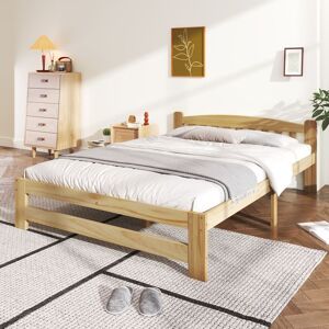 MERAX Lit Double en Bois Massif de Pin Naturel avec Sommier à Lattes et Tête de Lit – Cadre de lit Style Scandinave Robuste 140x200 cm Marron - Publicité MERAX Lit Double en Bois Massif de Pin Naturel avec Sommier à Lattes et Tête de Lit – Cadre de lit Style Scandinave Robuste 140x200 cm Marron - Publicité