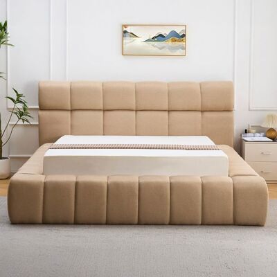 MENZZO Lit-coffre avec rebords matelassés Challow 140x190cm Tissu Beige - Tissu L192 x P237 x H105 cm Beige - Publicité MENZZO Lit-coffre avec rebords matelassés Challow 140x190cm Tissu Beige - Tissu L192 x P237 x H105 cm Beige - Publicité