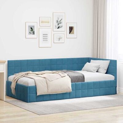 VIDAXL &Mode Lit 1 Personnes - BEWI - Structure de lit Adulte/enfant - dangle avec tête de lit Bleu 90 x 190cm Velours 912917 Bleu - Publicité VIDAXL &Mode Lit 1 Personnes - BEWI - Structure de lit Adulte/enfant - dangle avec tête de lit Bleu 90 x 190cm Velours 912917 Bleu - Publicité